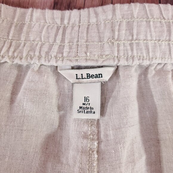 LL Bean Womens Size 16 M/T Premium Washable Linen Pull-On Pants Beige Oat 506767 - Picture 10 of 13